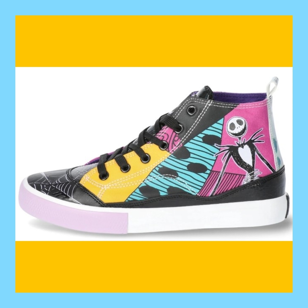 Stylish Women's High-Top Sneakers - Black, Yellow, Pink